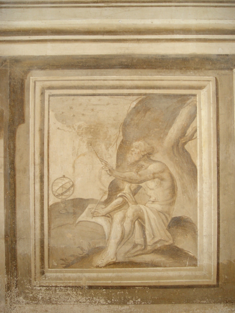 Particolare della decorazione pittorica dello Scalone d’accesso al piano superiore raffigurante l’Allegoria dell'Astronomia (Fototeca ISAL) 